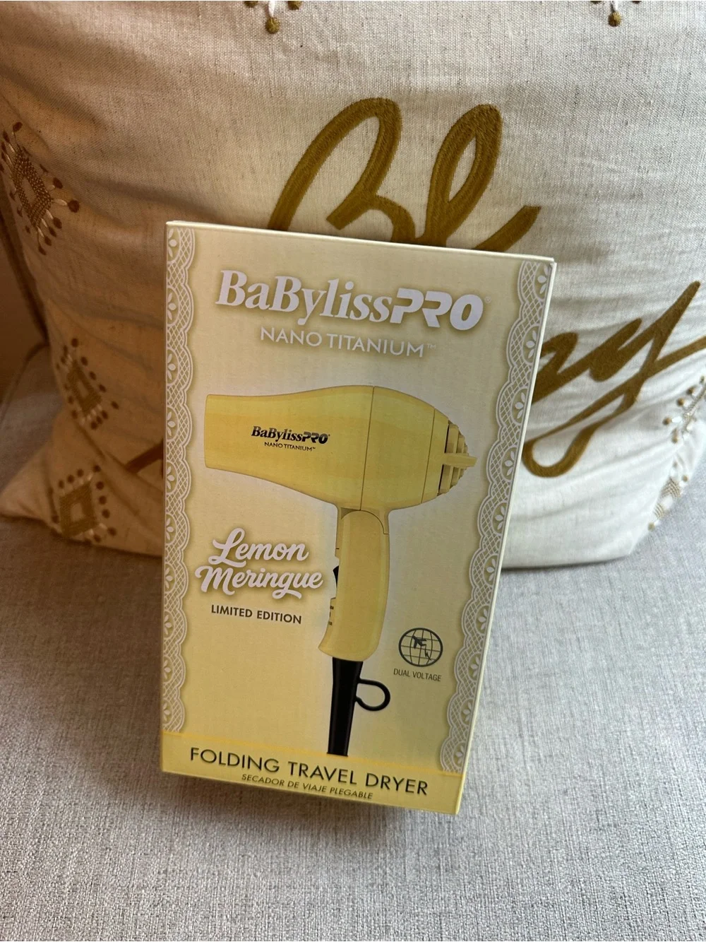 BaBylissPRO Lemon Meringue Folding Travel Dryer - Yellow